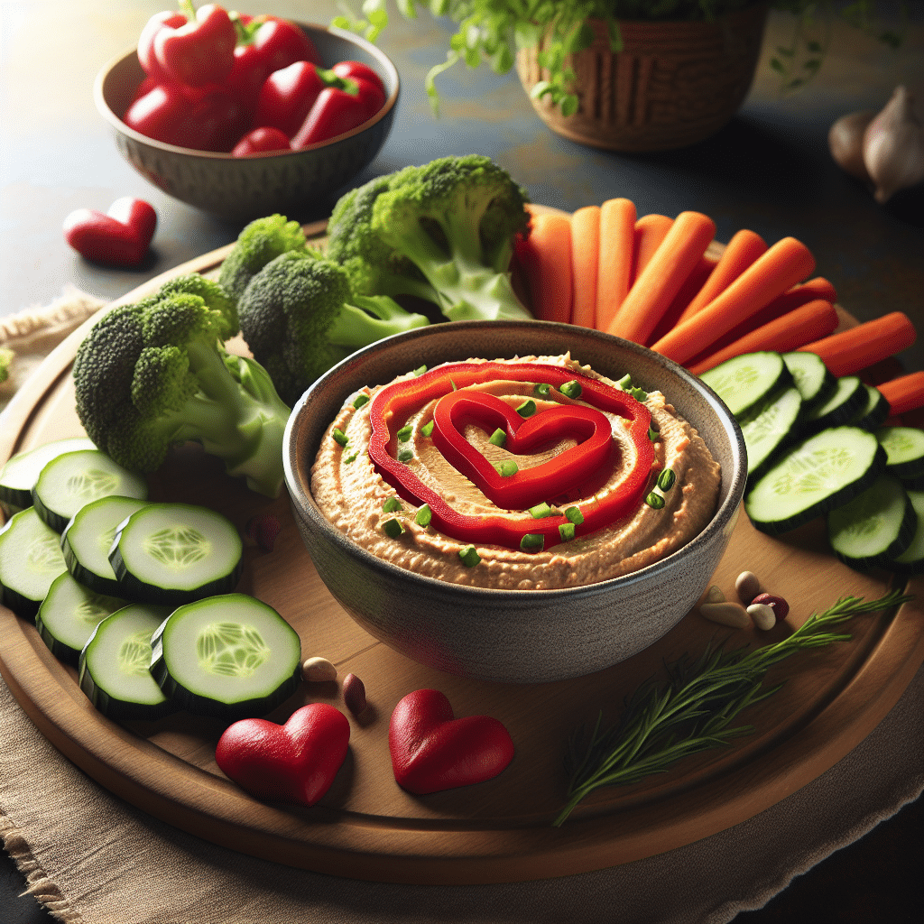 Verleidelijke Keto Rode Paprika Hummus: Met Hartvormige Groenten