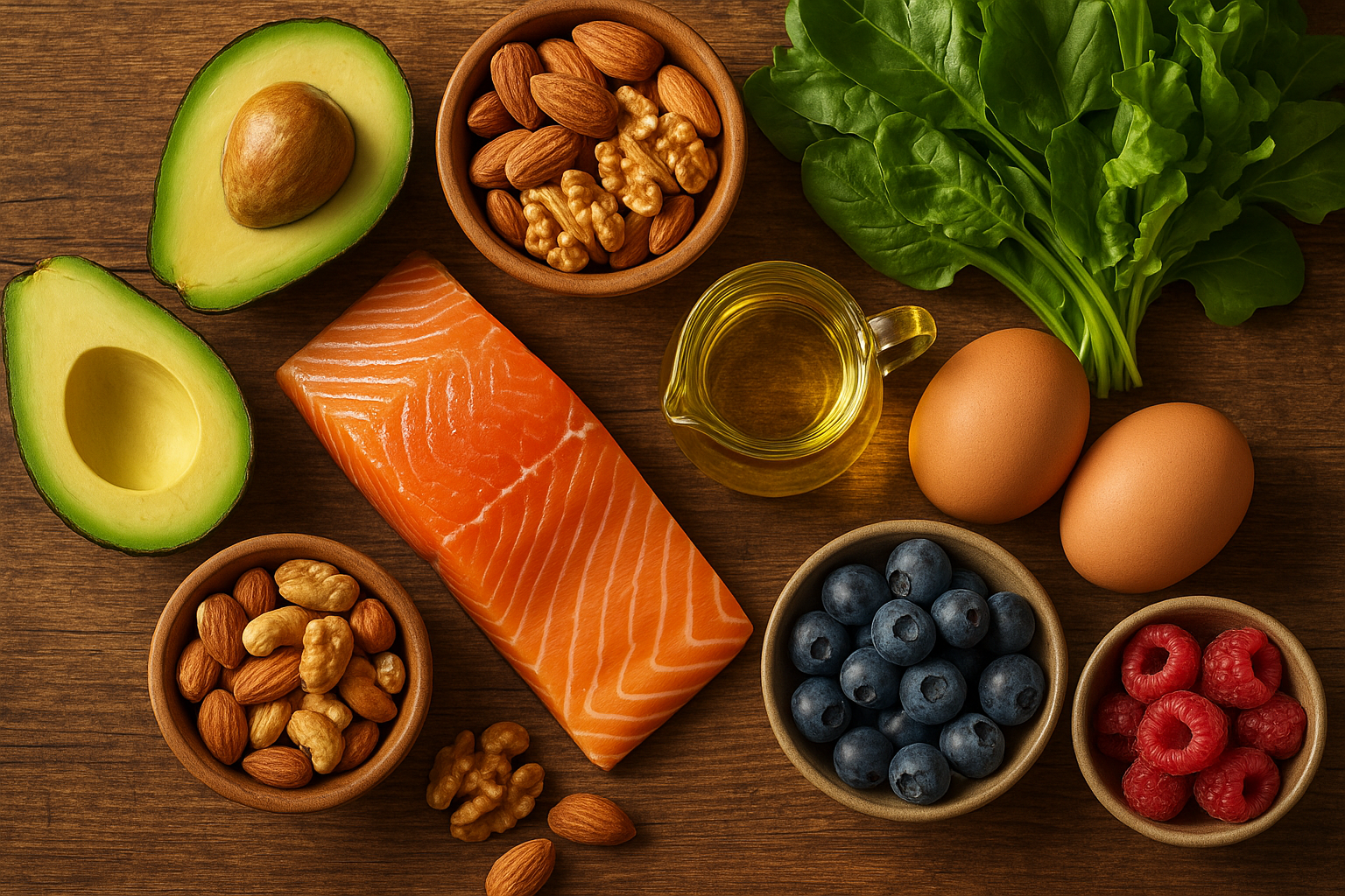 Gezonde keto voeding: avocado, zalm, noten en groenten