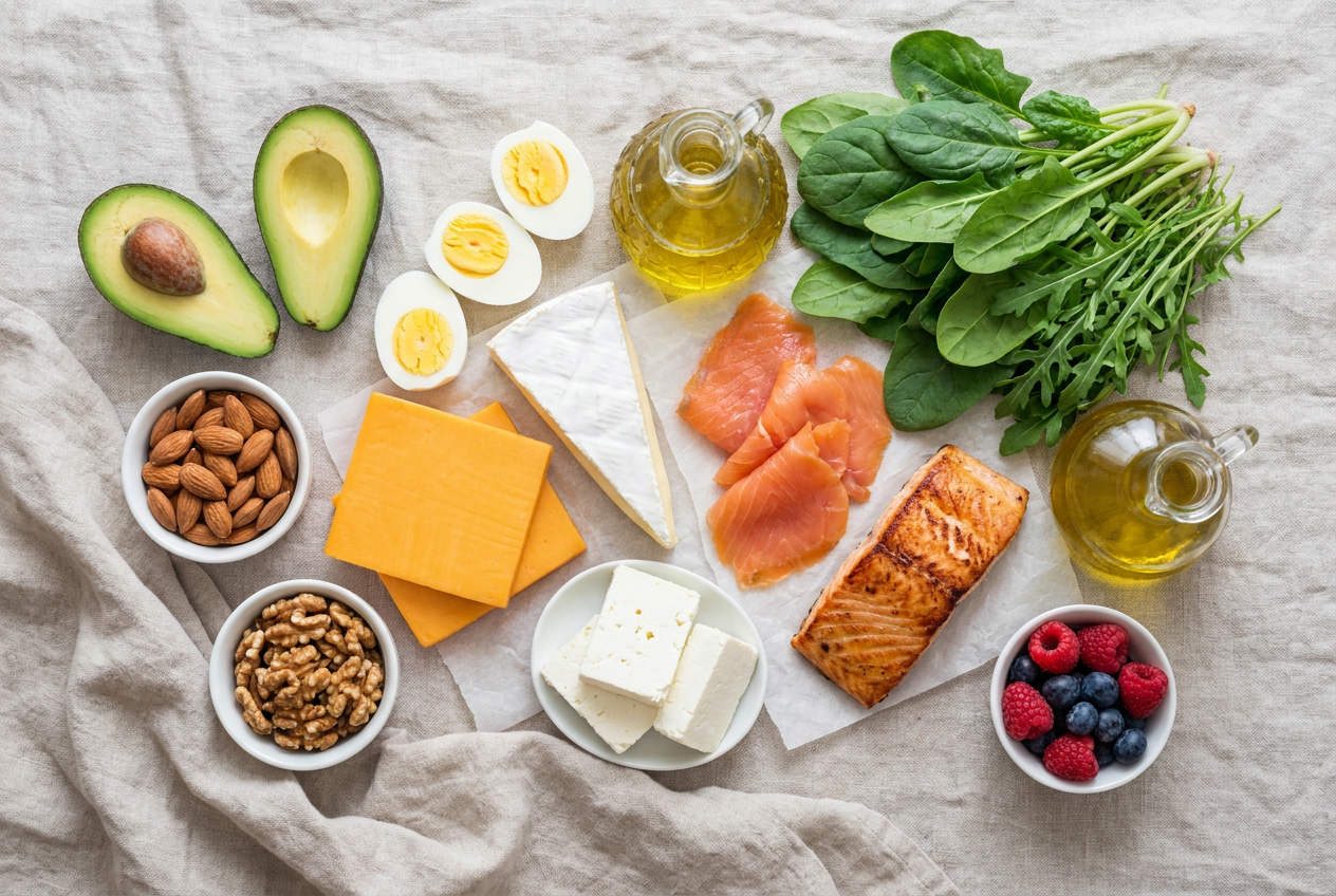 Keto voeding bij diabetes type 2 met avocado eieren zalm en noten
