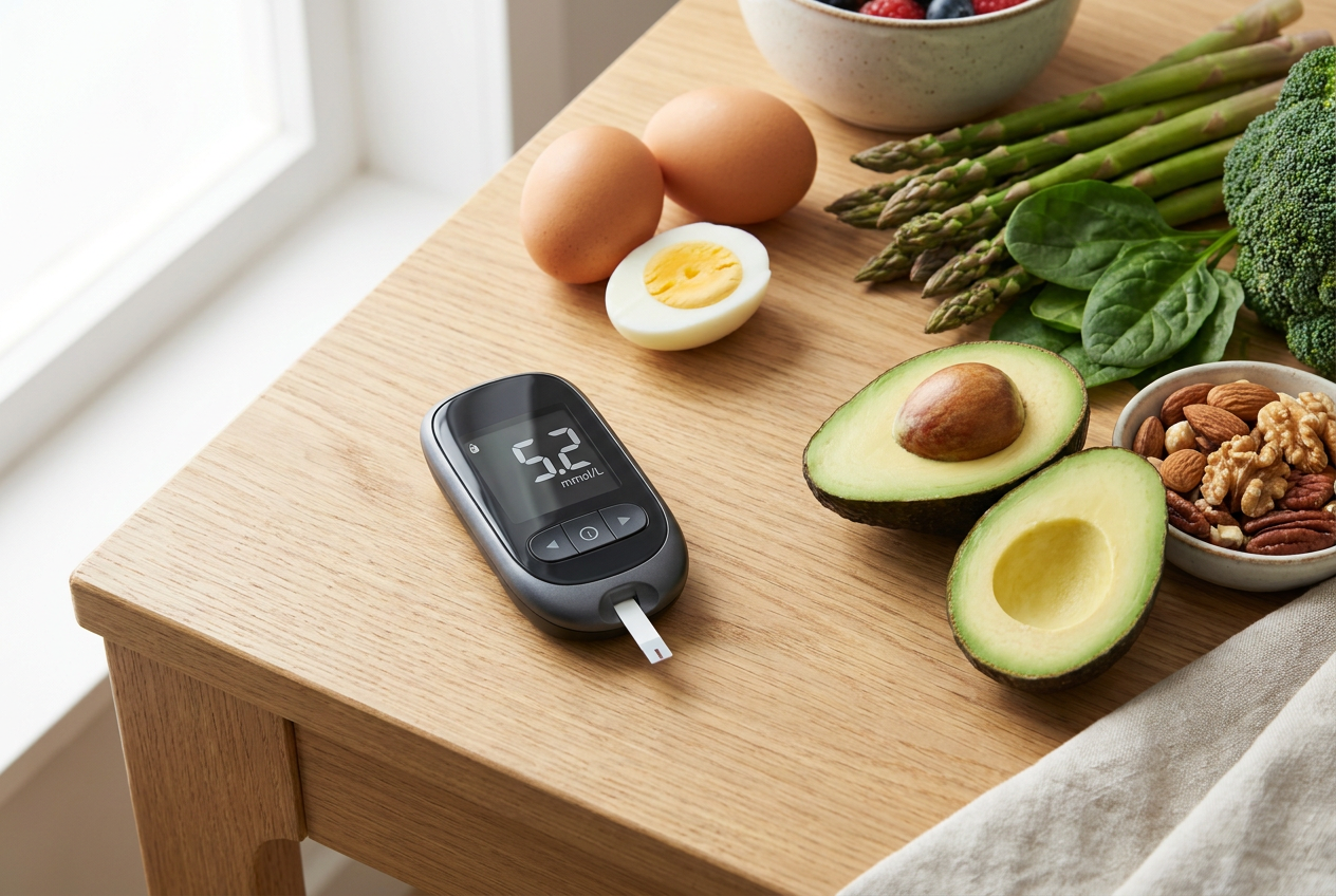 Bloedglucosemeter naast keto voeding voor diabetes type 2