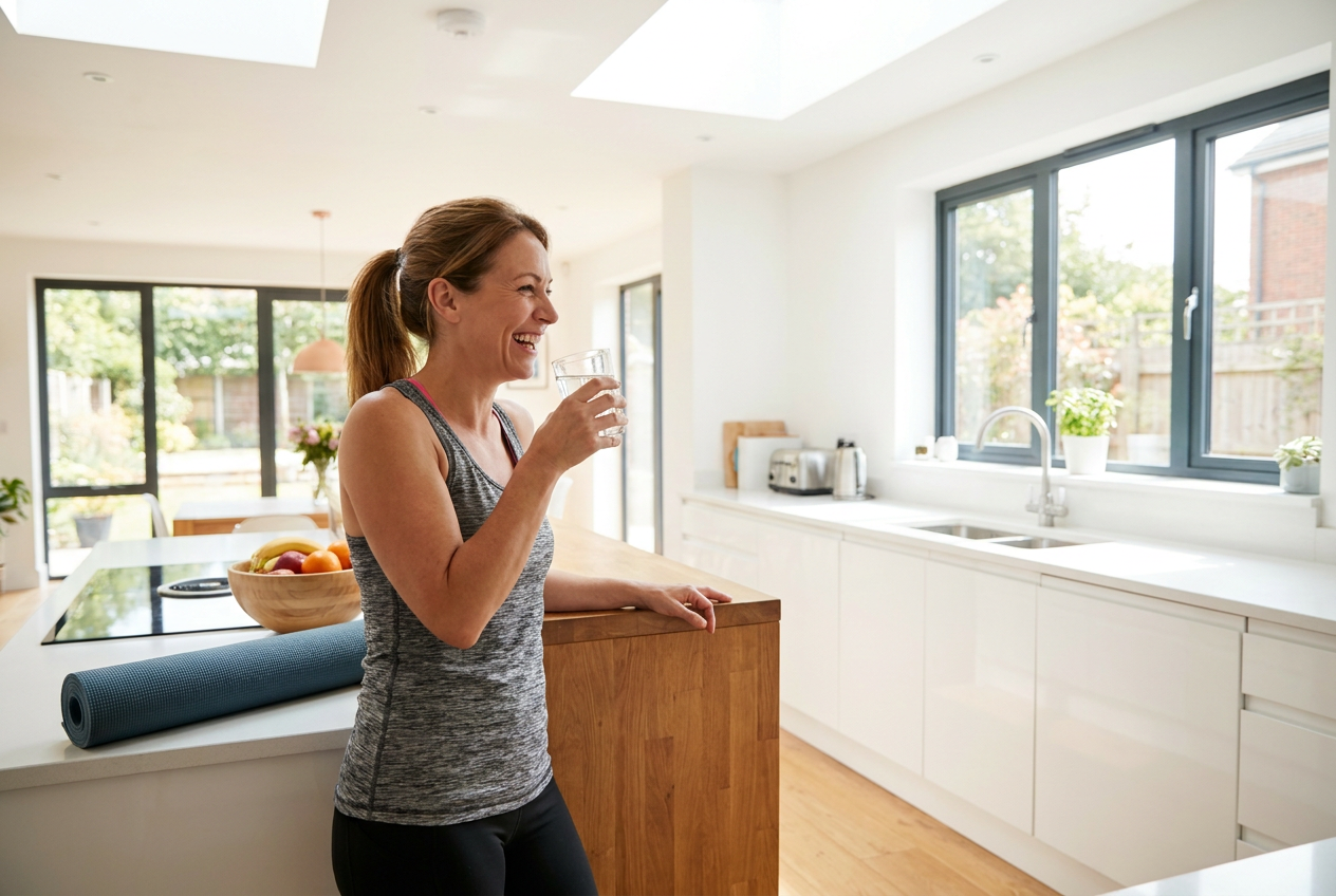 Vrouw drinkt water tijdens keto en intermittent fasting