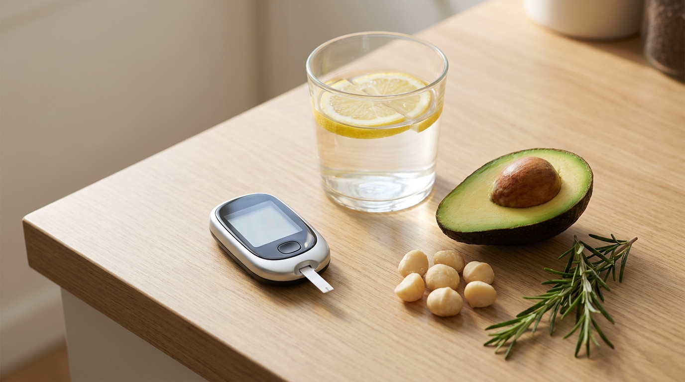 Ketose meten met bloedmeter, water en keto voeding