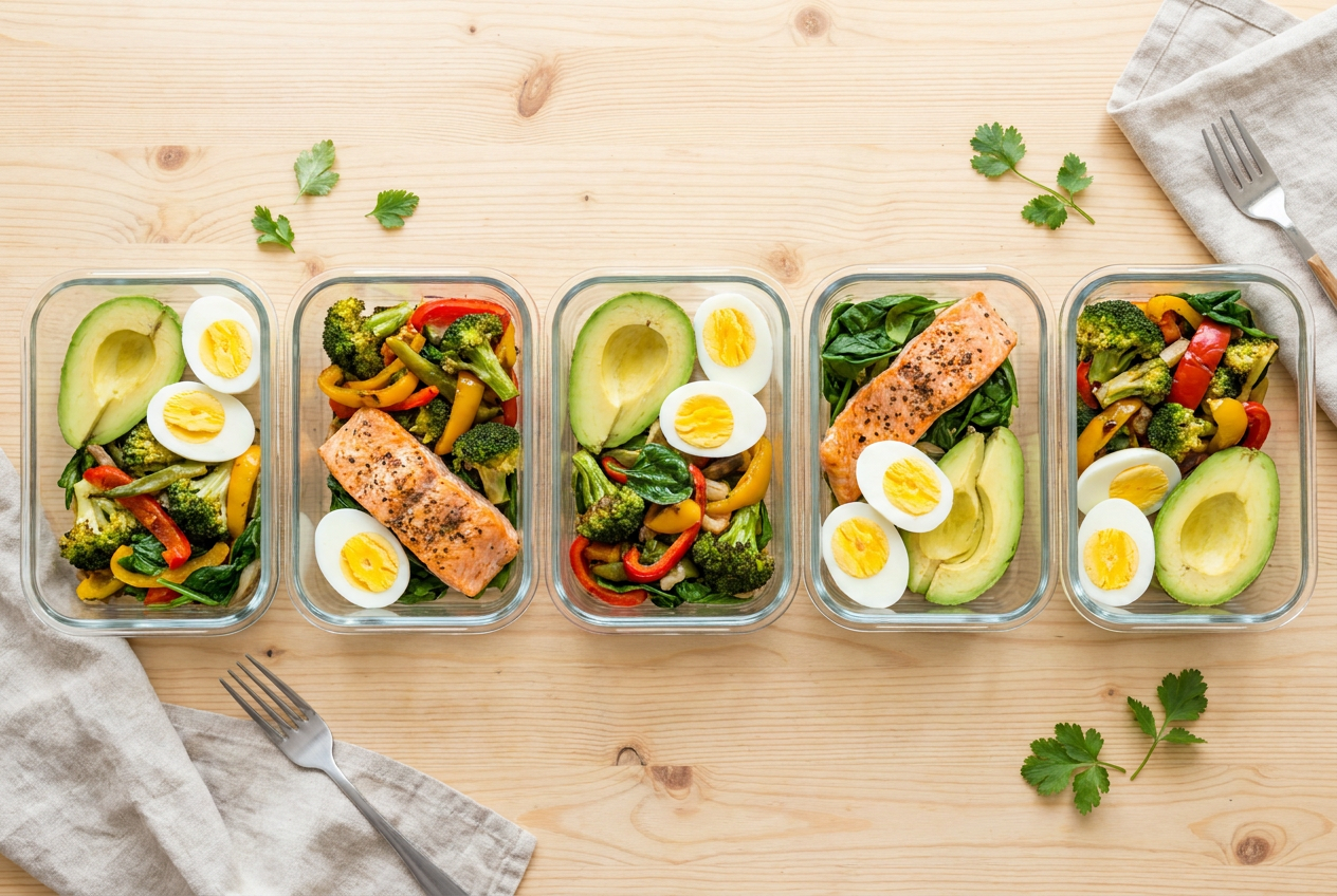 Keto weekmenu met gebalanceerde maaltijden voor afvallen