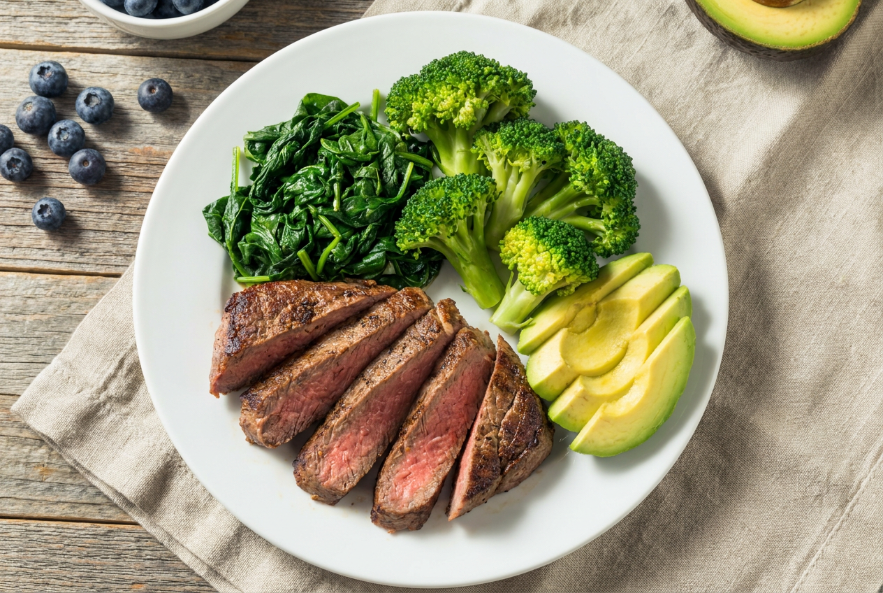Clean keto maaltijd met verse, onbewerkte voeding
