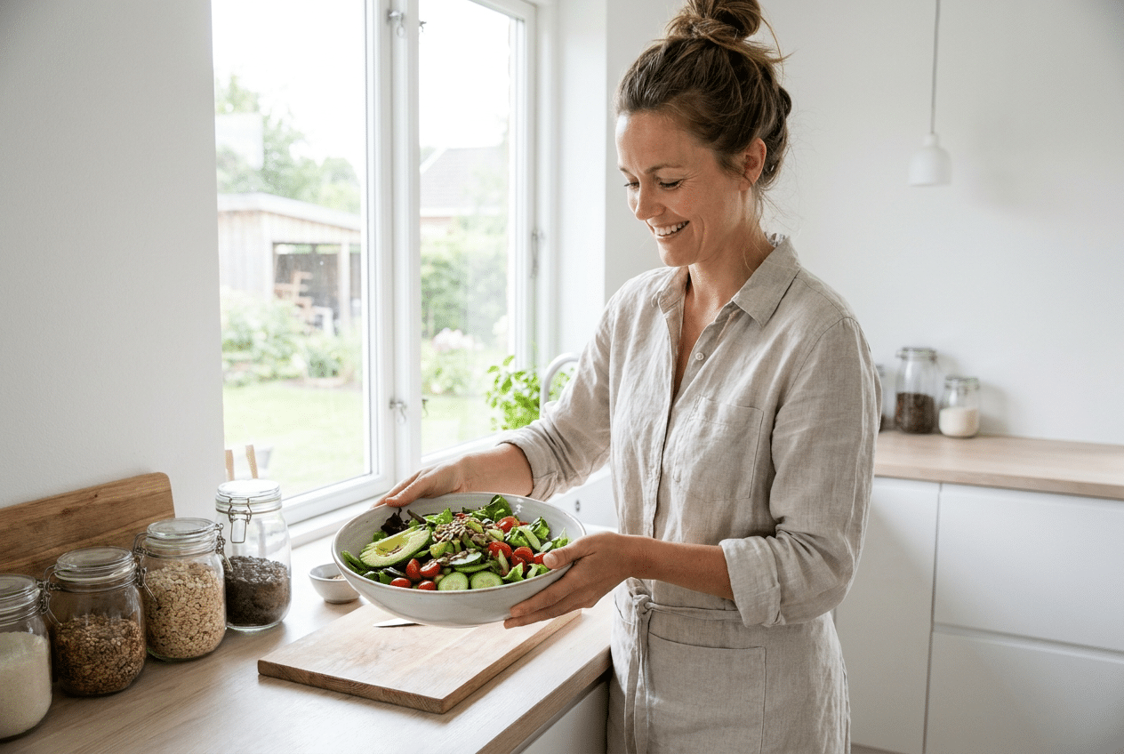 Vrouw bereidt een koolhydraatarme maaltijd voor bij PCOS