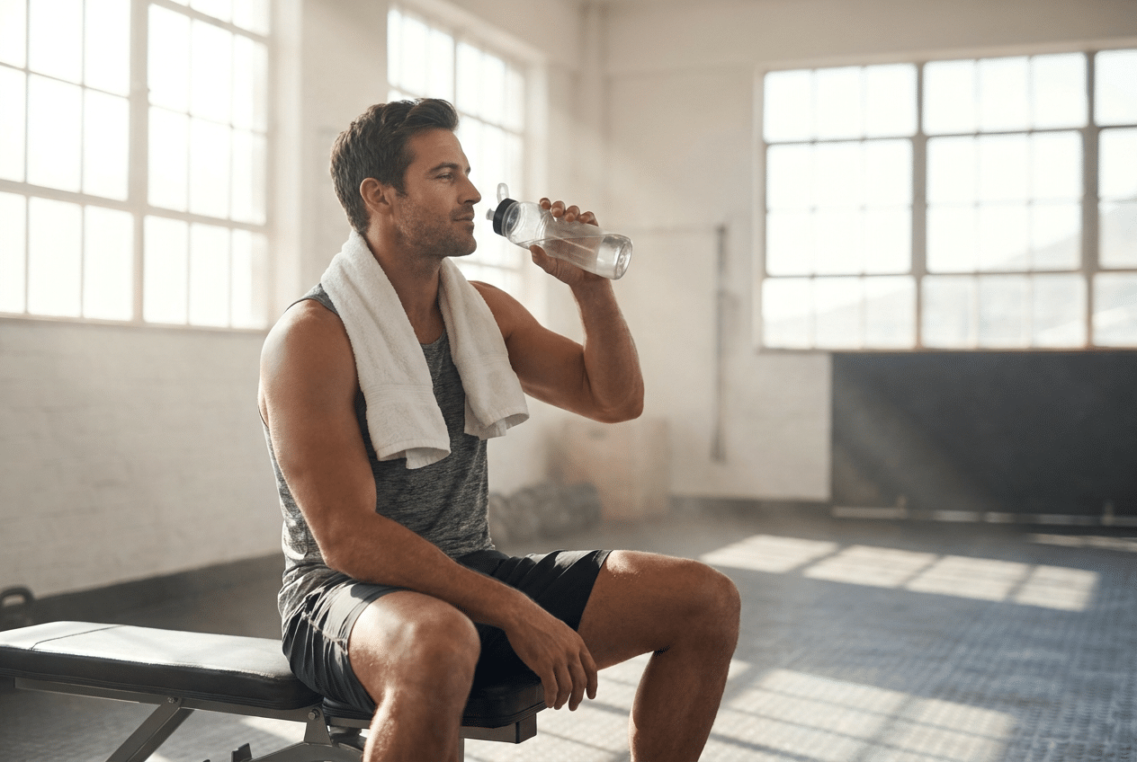 Man rust uit na krachttraining, herstel op een keto dieet